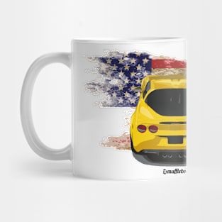 Yellow Corvette C6 & Amercan Flag Mug